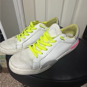 Dolce Vita White and Neon Yellow Sneakers
